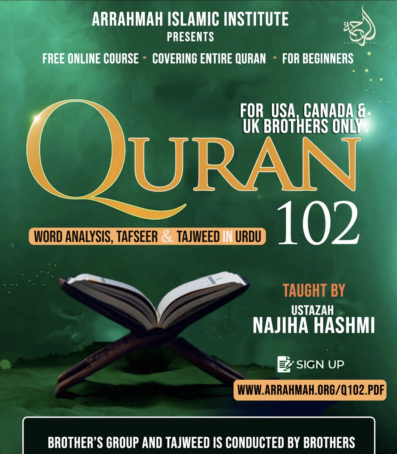 Quran 102 course flyer